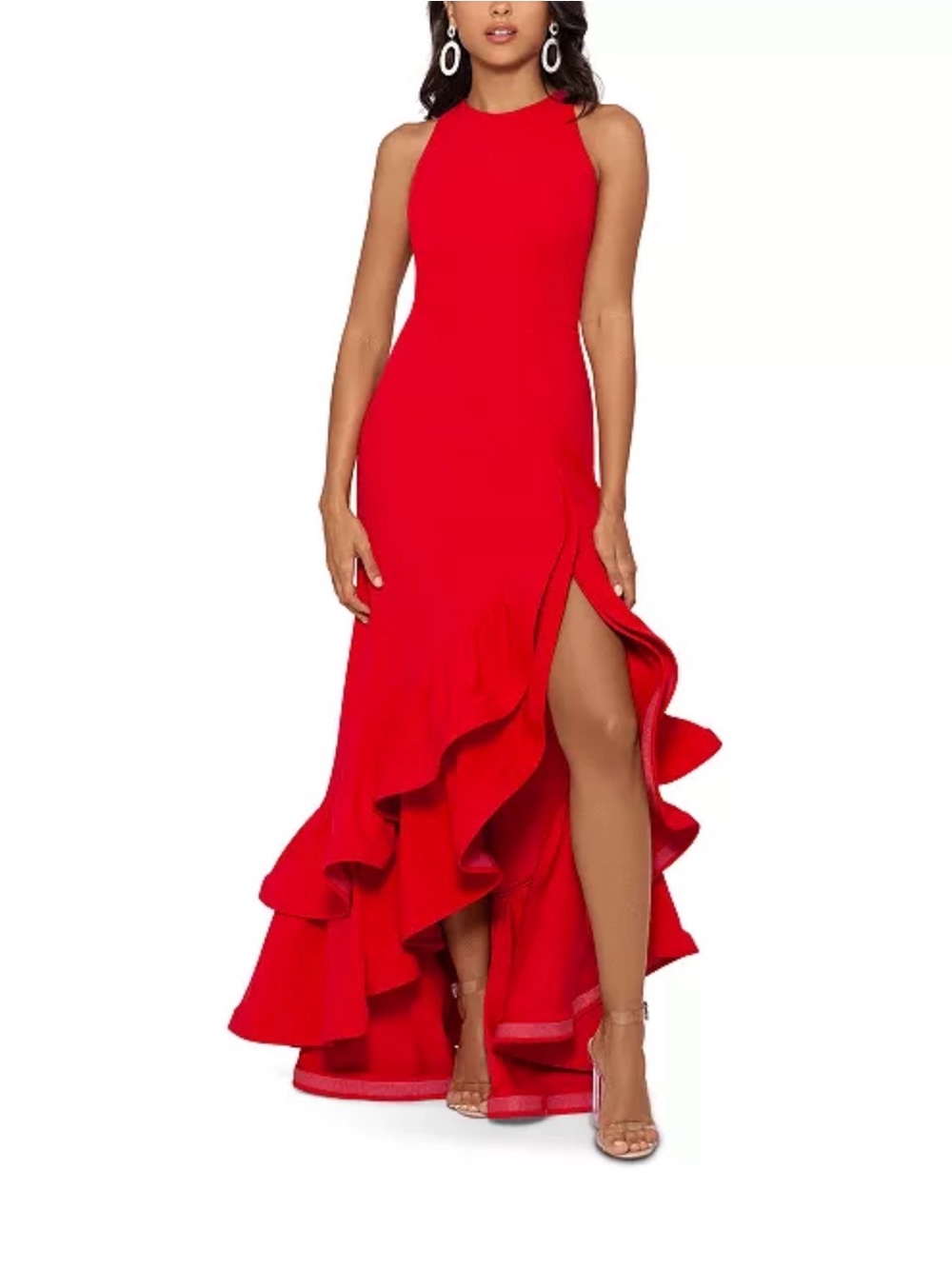 Betsy & Adam Tiered Ruffles Scuba Crêpe Gown